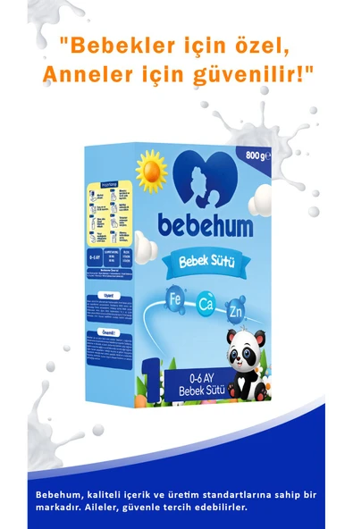 Bebehum 1 Bebek Sütü 0-6 Ay 800 gr x 6 Adet - 3
