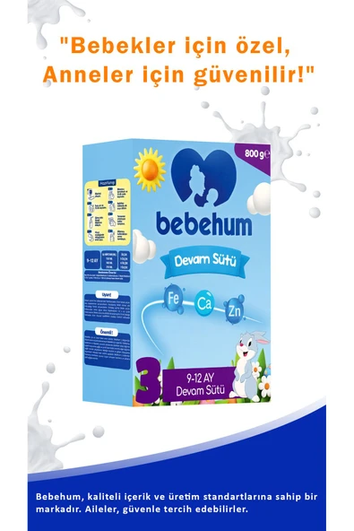 Bebehum 3 Devam Sütü 9-12 Ay 800 gr x 2 Adet - 3