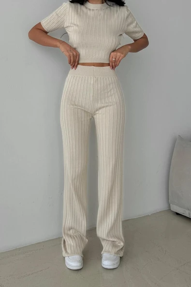 TRİKO CROP VE BOL PAÇA PANTOLON TAKIM DNV-000036 - 4