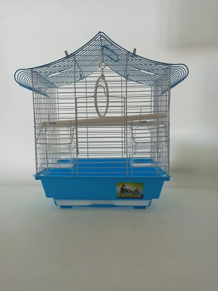 Qh Kuş Kafes Üçgen Çatılı 28x22x39 Mavi Muhabbet Kanarya - 3