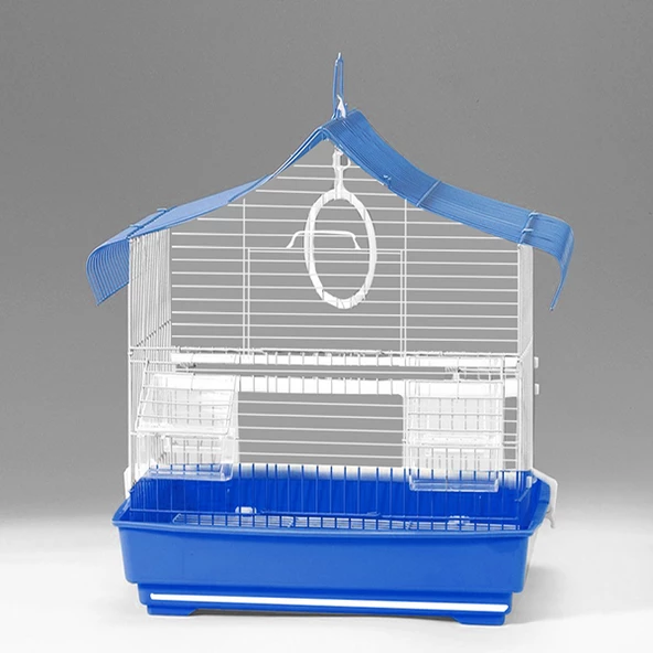 Qh Kuş Kafes Üçgen Çatılı 28x22x39 Mavi Muhabbet Kanarya - 2