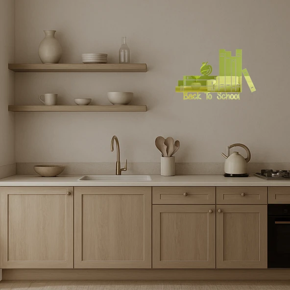 Okula Dönüş Kitapları Temalı  Dekoratif Altın Aynalı Tablo - 3