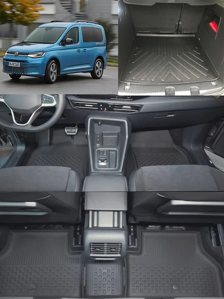 Sahler Volkswagen Caddy 2020 ve Sonrası 4.5D Paspas 3D Rizline Bagaj Havuzu Set ürün görseli