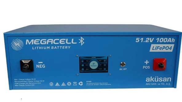 Megacell 51,2V 100Ah LiFePO4 Lityum Demir Fosfat Akü(Bluetooth) ürün görseli