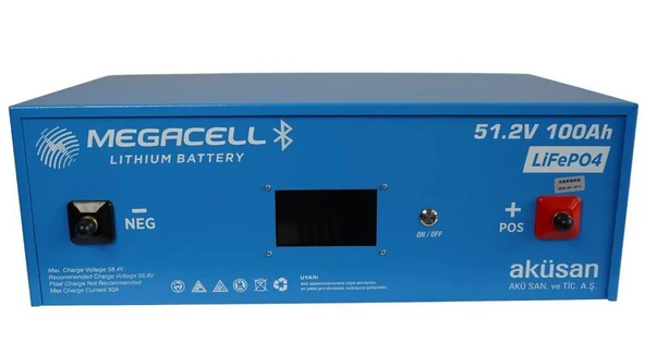 Megacell 51,2V 100Ah LiFePO4 Lityum Demir Fosfat Akü(Bluetooth) - Resim 3