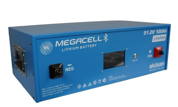 Megacell 51,2V 100Ah LiFePO4 Lityum Demir Fosfat Akü(Bluetooth) - Resim 2