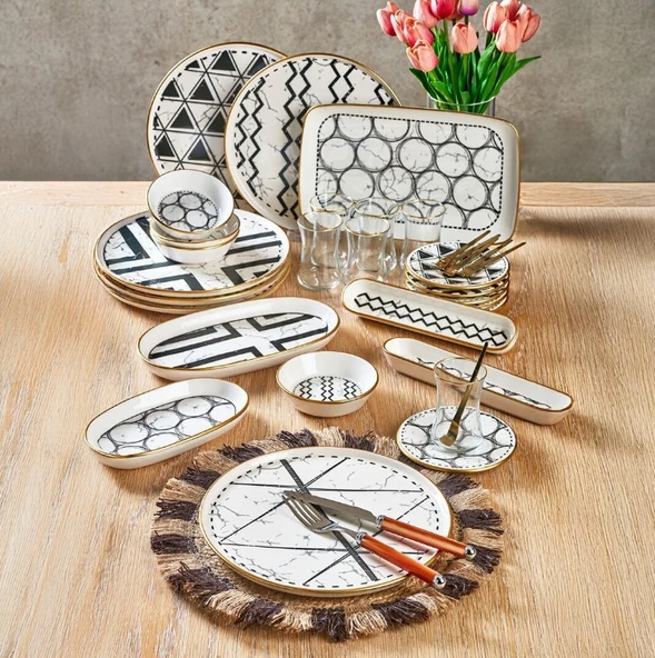Fecra Feza 35 Parça Gold Fileli Kahvaltı Seti - 2