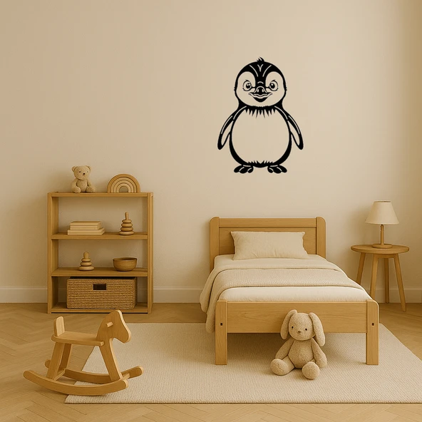 Sevimli Penguen Tasarımlı MDF Duvar Dekoru - 2
