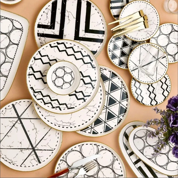 Fecra Feza 35 Parça Gold Fileli Kahvaltı Seti - 4