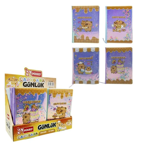 Mikro Capybara Sert Kapak Kadife Arka  Hatıra Ve Not Defteri Günlük A5 Çizgili 80 Yaprak (GN646 - Resim 4