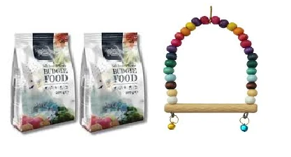 Muhabbet kuş yemi 500 gr X 2 Adet + Muhabbet kuş boncuklu Salıncağı - 1