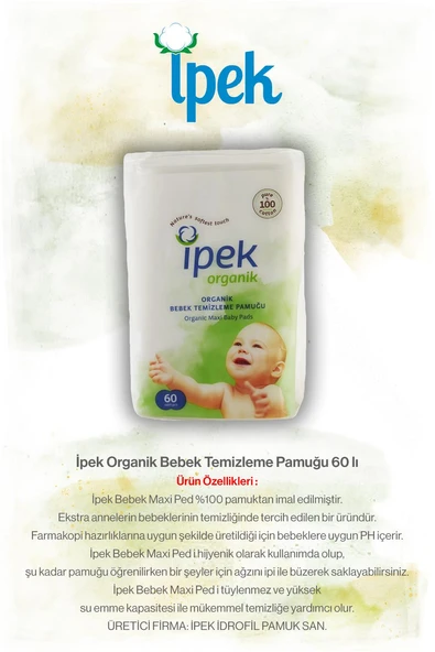 İpek Organik 60'lı x 4 Bebek Temizleme Pamuğu ve Rosie Pamuk hediye - Resim 2