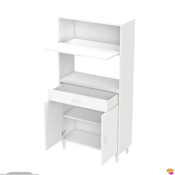 Modilayn VİO (75x163,4x32.5 cm) Çekmeceli, Kapaklı, Ekmeklikli. Mini/Midi Mikrodalga Mutfak Dolabı - Resim 8