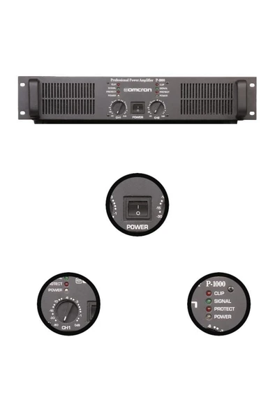 Startech Omcron P-1000 2x500W Çift Çıkışlı Stereo Power Anfi Güç Anfisi