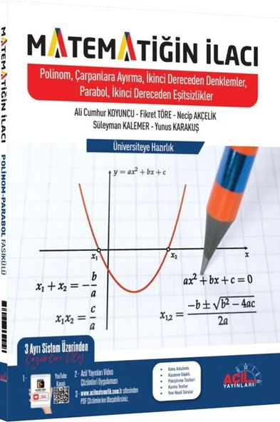 Matematiğin İlacı Polinomlar Çarpanlara Ayırma 2. Dereceden Denklemler Parabol İkinci Dereceden Eşitsizlikler Acil Yayınları ürün görseli 1