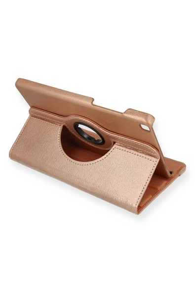 Samsung Galaxy Tab A9 Kılıf 360 Tablet Deri Kılıf - Rose Gold - Resim 3
