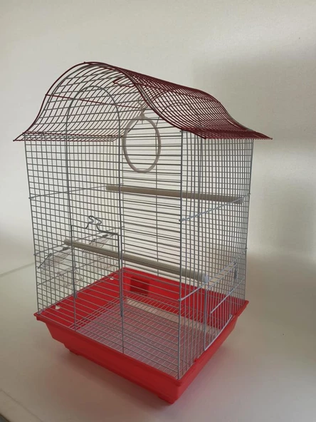 QH 1218A Kuş Kafesi  34,5x28x54,5 cm Kırmızı Kanarya Muhabbet Kuşu için - 2