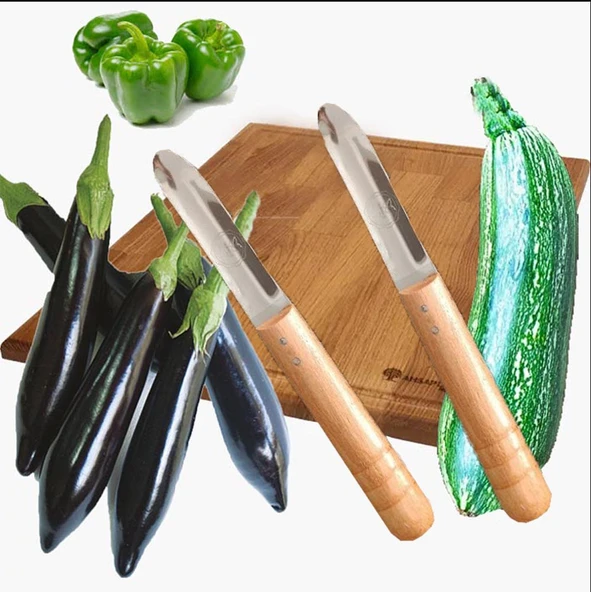 Ahşap Saplı Patlıcan, Kabak, Patates, Biber Oyma Bıçağı - Oyacak x 2 Adet - 2