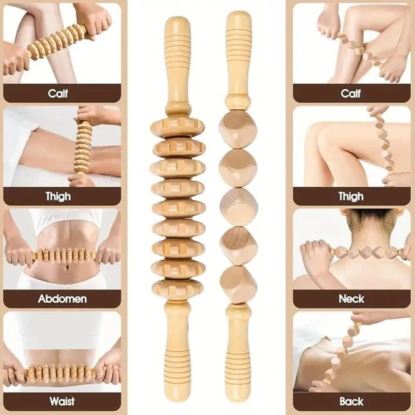 Valkyrie 5’li Medikal Ahşap Maderoterapi Masaj Seti Vücut Şekillendirme & Derin Masaj Lenfatik Drenaj Seti - 5