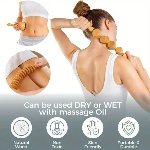 Valkyrie 5’li Medikal Ahşap Maderoterapi Masaj Seti Vücut Şekillendirme & Derin Masaj Lenfatik Drenaj Seti - 9