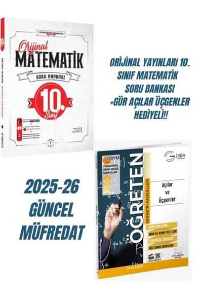 ORİJİNAL YAYINLARI 10. SINIF MATEMATİK SORU BANKASI +GÜR AÇILAR ÜÇGENLER HEDİYELİ!! - 1