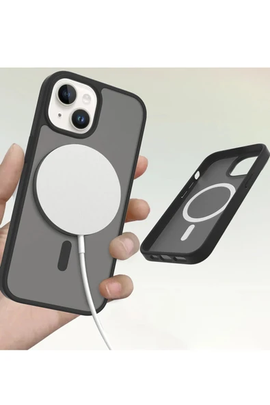 iPhone 15 Jota Magsafe Kapak - Siyah - Resim 3