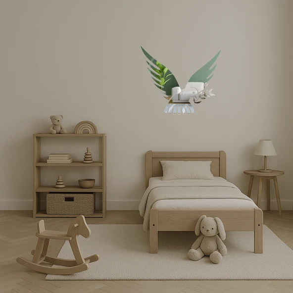 Zeytin Dalı ile Barış Güvercini Dekoratif Duvar Aynalı Tablosu - Resim 4