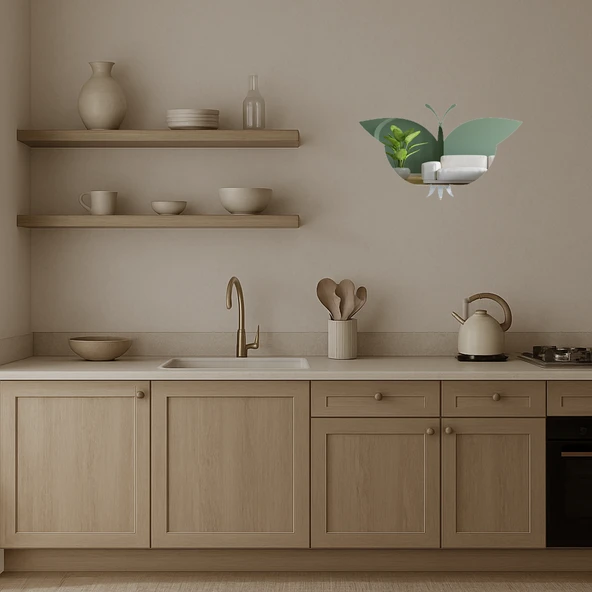 Minimalist Kelebek Dizaynlı  Aynalı Tablo - Resim 3