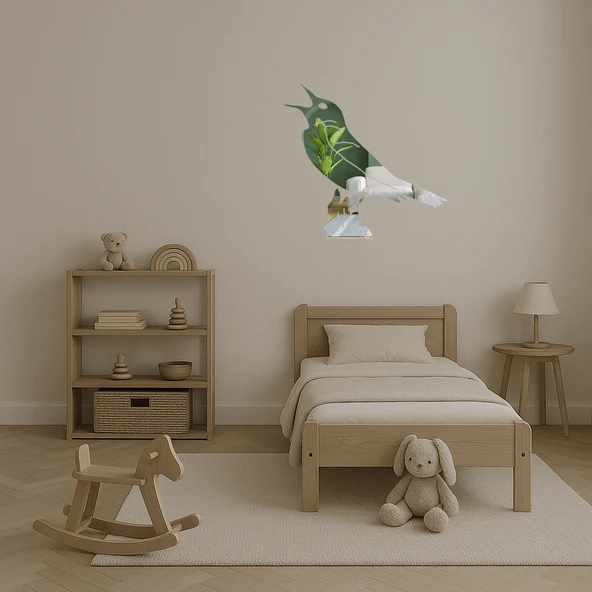 Doğal Dokunuş: Daldaki Kuş  Aynalı Tablo - Resim 4