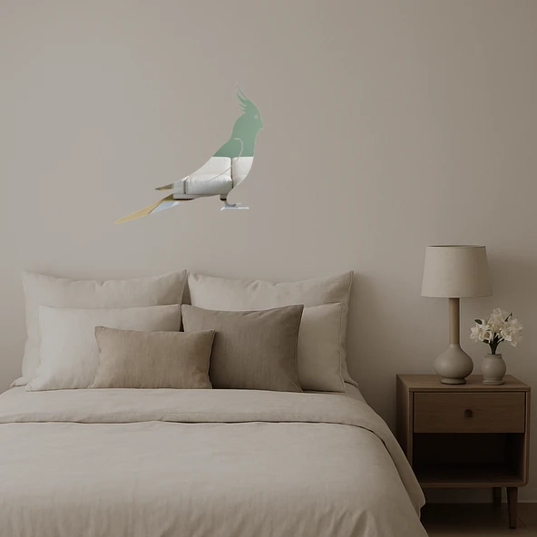 Sultan Papağanı Motifli Dekoratif Aynalı Tablo - Resim 2