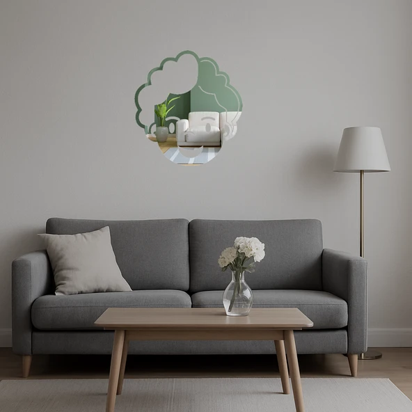 Modern Sanat Kadın Yüzü Dekoratif Duvar Aynalı Tablosu - Resim 5