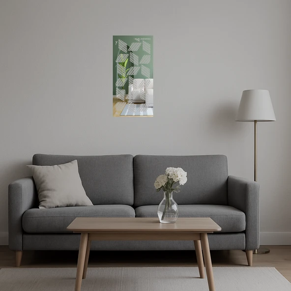 Vintage Çiçek Desenli  Dekoratif Aynalı Tablo - Resim 5