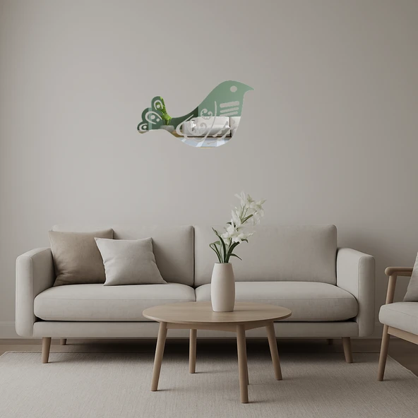 Süs Kuşu Motifli Dekoratif Aynalı Tablo ürün görseli