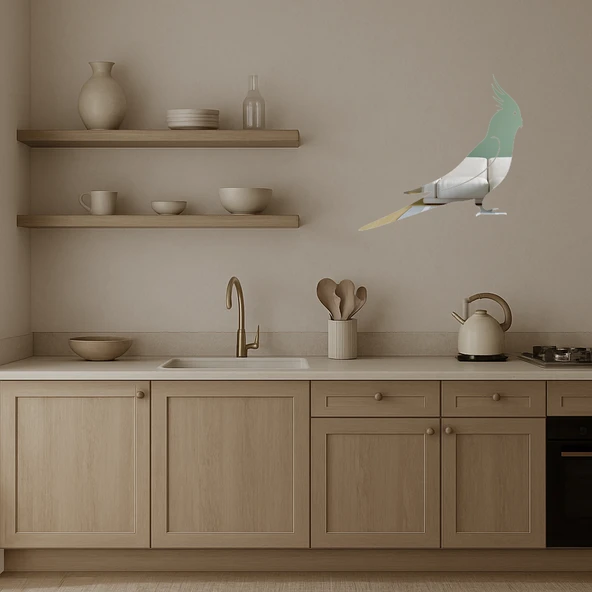 Sultan Papağanı Motifli Dekoratif Aynalı Tablo - Resim 3