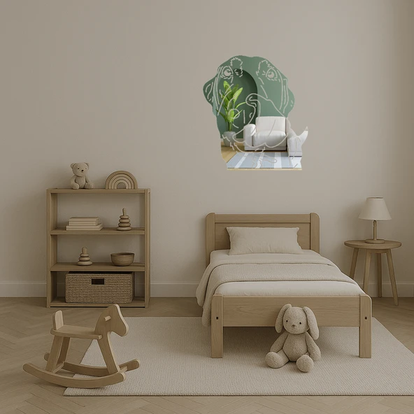 Sevimli Köpek Yüzü Aynalı Tablosu - Resim 3