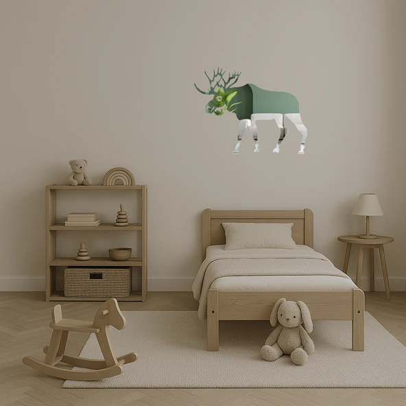 Modern Geyik Silüeti Dekoratif Aynalı Tablo - Resim 4