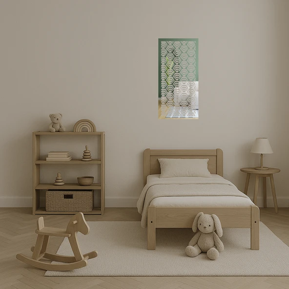 Modern Çiçek Desenli  Dekoratif Aynalı Tablo - Resim 3