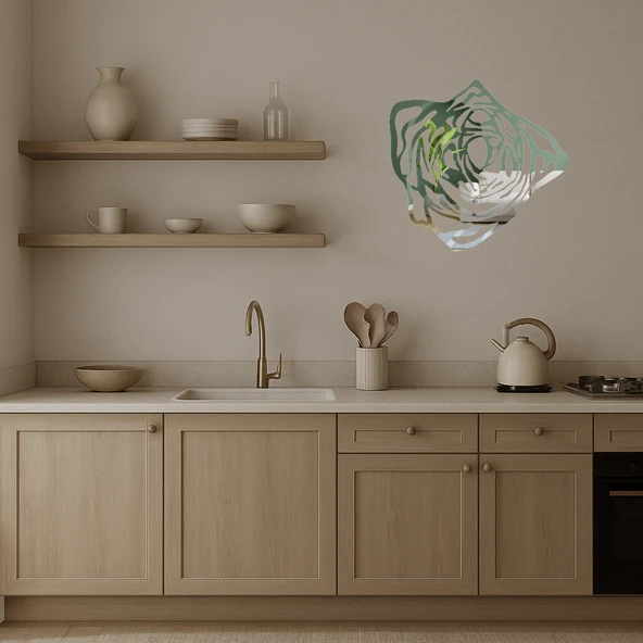 Çiçek Desenli Dekoratif Aynalı Tablo - Resim 3