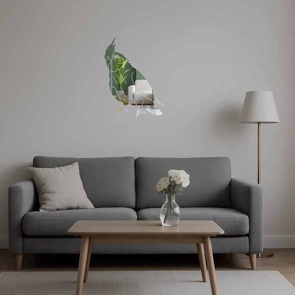 Renkli Kuşlar Dekoratif Aynalı Tablo - Canlı Renkler - Resim 2