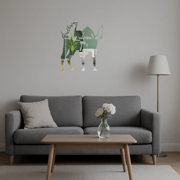 Mozaik Desenli Geyik Aynalı Tablo - Resim 5