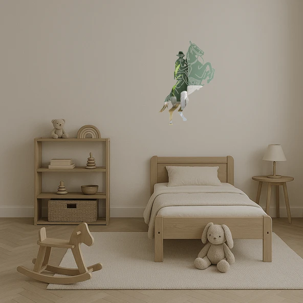 Kovboy ve Atlar Dekoratif Aynalı Tablo - Resim 4