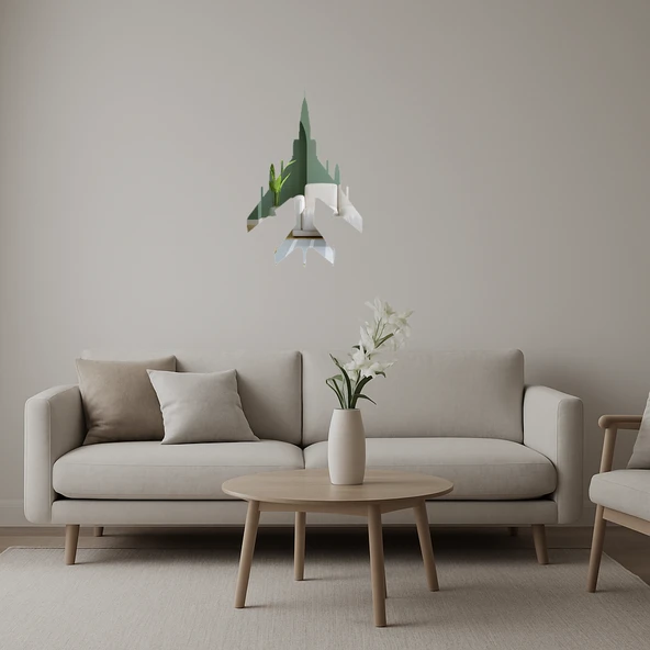 3mm Uçak Temalı Dekoratif Aynalı Tablo - Model 33 ürün görseli