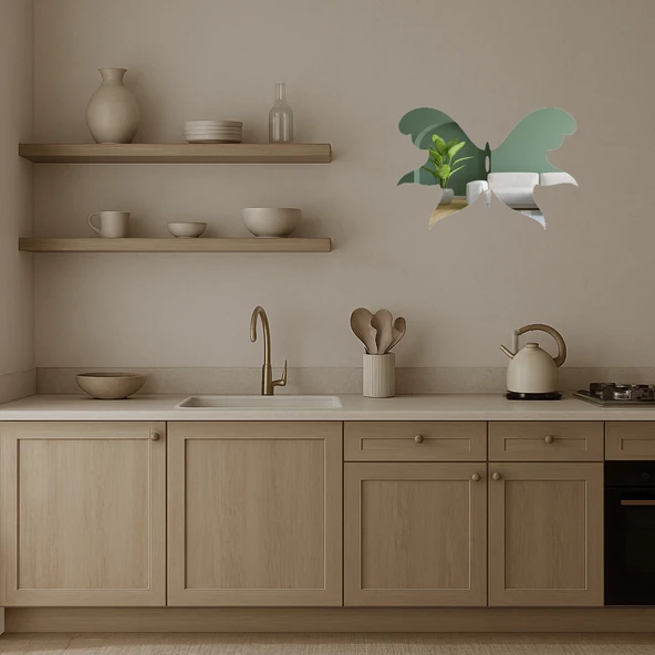 Doğal Kelebek Tasarımlı  Dekorasyon Aynalı Tablosu - Resim 4