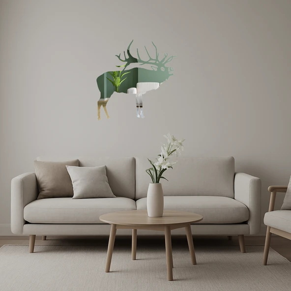 Minimalist Geyik Motifli Duvar Aynalı Tablosu ürün görseli