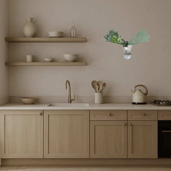 Majestik Geyik Silüet Dekoratif Aynalı Tablo - Resim 2