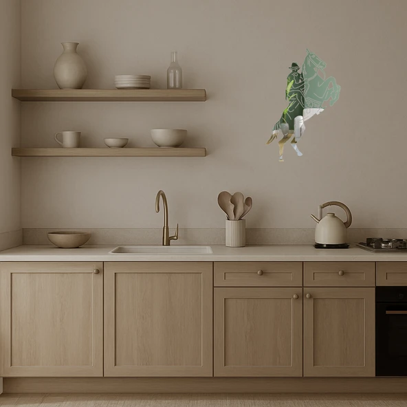 Kovboy ve Atlar Dekoratif Aynalı Tablo - Resim 3