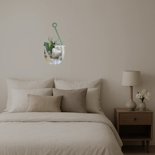 Geyik Başlı Dekoratif Askı Aynalı Tablosu - Resim 2