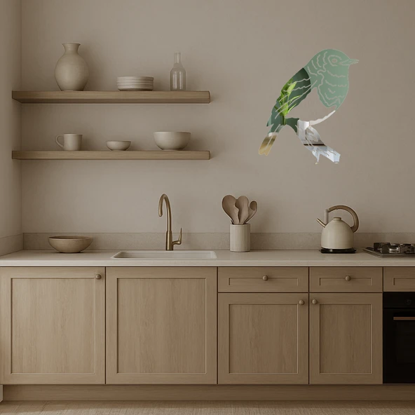 Egzotik Kuşlar Dekoratif Aynalı Tablo - Tropikal Esinti - Resim 3