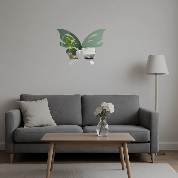 Sanatsal Kelebek Temalı  Aynalı Tablo - Resim 2