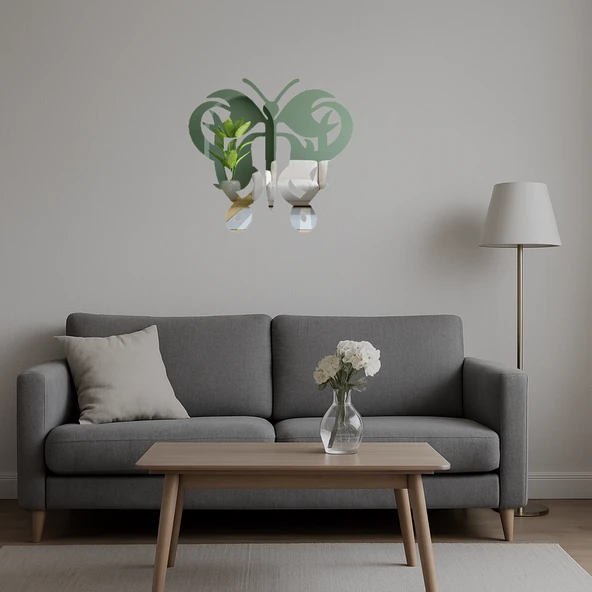 Kelebek Siluet Dekoratif Aynalı Tablo - Resim 5